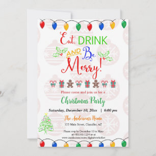 Eat Drink and Be Merry Christmas Holiday Party Invitation