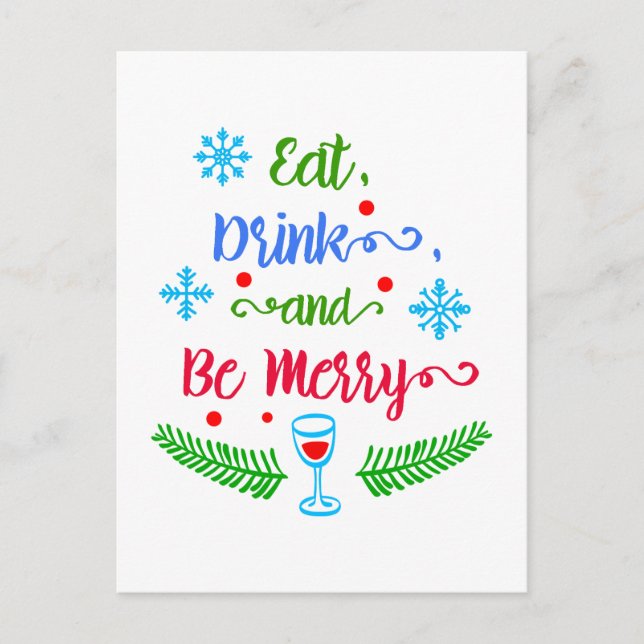 Eat, Drink and Be Merry, Christmas Holiday, ZSSPG Holiday Postcard (Front)