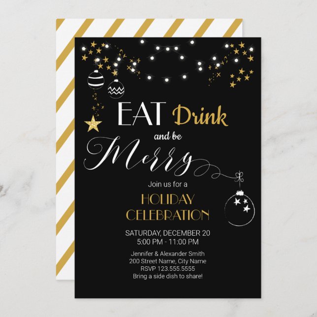 Eat Drink and be Merry Christmas Invitation (Front/Back)