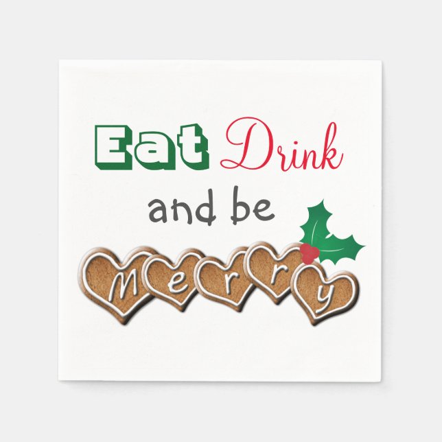 Eat, Drink and be Merry Christmas Napkin (Front)