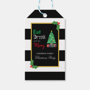 Eat Drink And Be Merry Christmas Party Gift Tags