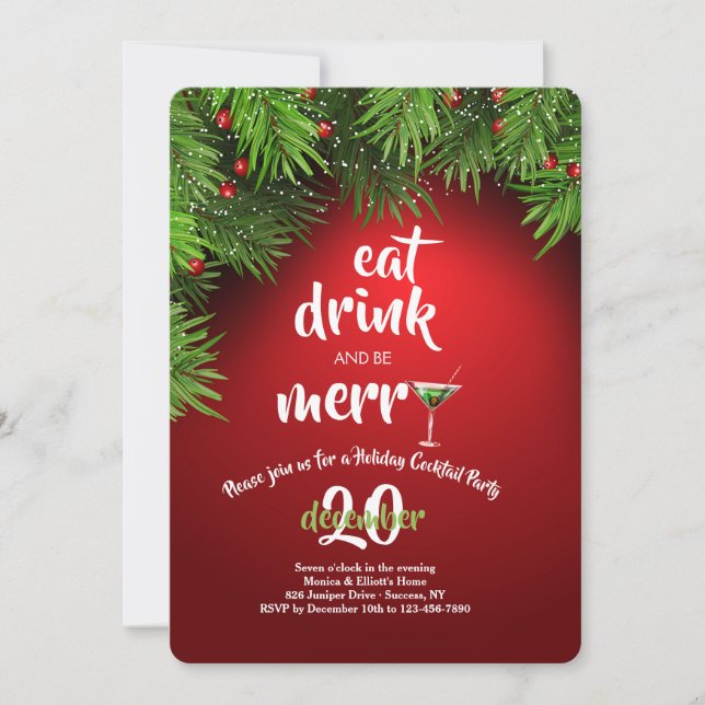 Eat Drink and be Merry Christmas Party Invitation (Front)