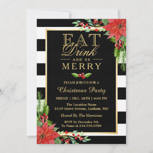 Eat Drink and Be Merry Christmas Party Invitation