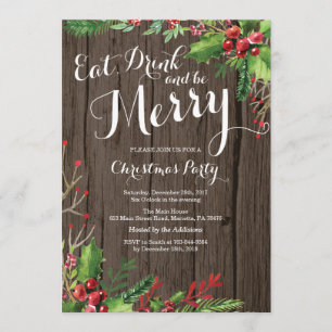 Eat Drink and Be Merry Christmas Party Invitation