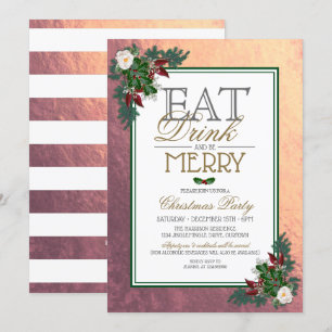 Eat Drink and be Merry Christmas Party Invitation