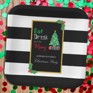 Eat Drink And Be Merry Christmas Party Paper Plate