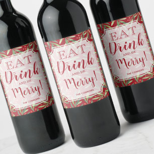 Eat Drink and Be Merry Christmas Wine Label