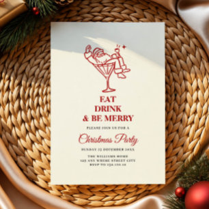 Eat Drink and Be Merry classic christmas  Invitation