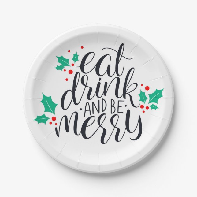 Eat Drink and Be Merry Design Paper Plate (Front)