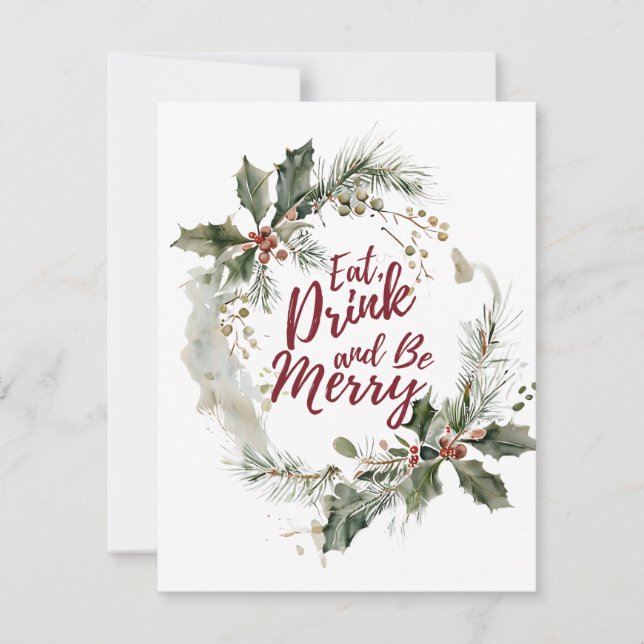Eat, Drink, and Be Merry  Holiday Card (Front)