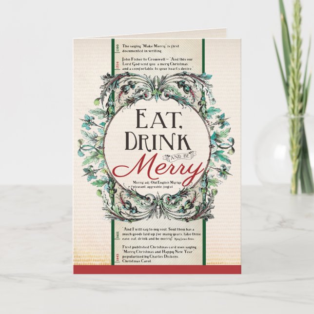 Eat, Drink, and Be Merry Holiday Card (Front)