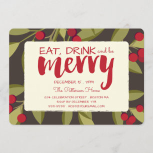 Eat, Drink and be Merry Holiday Christmas Party Invitation