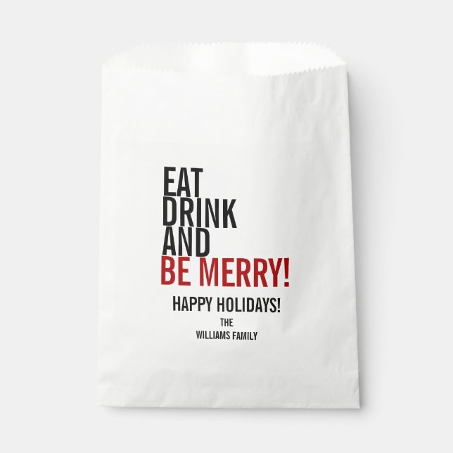 Eat Drink and Be Merry Holiday Favour Bag (Front)