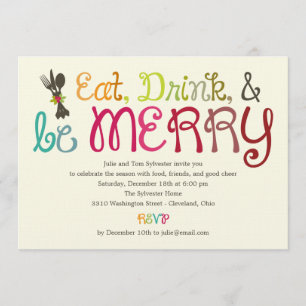 Eat Drink and Be Merry Holiday Party Invitation