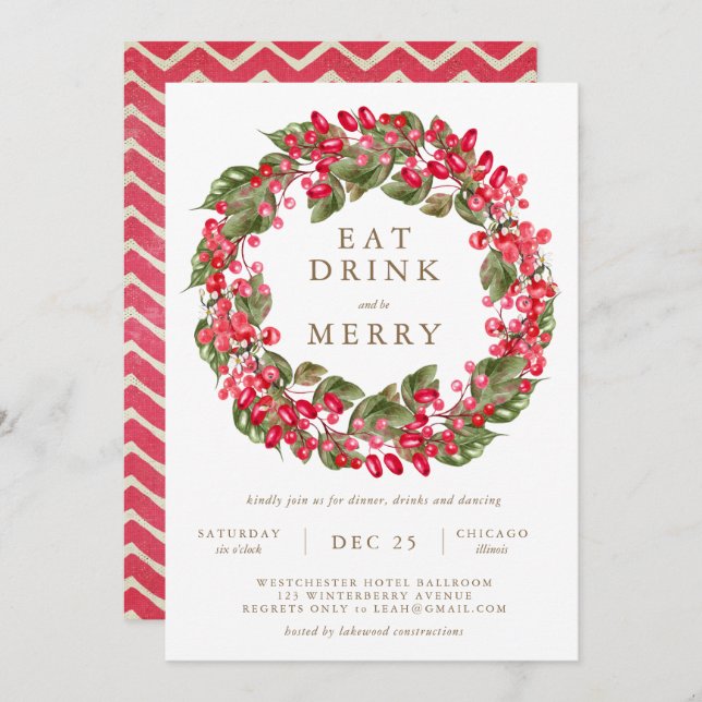 Eat Drink and be Merry Holiday Party Invitation (Front/Back)