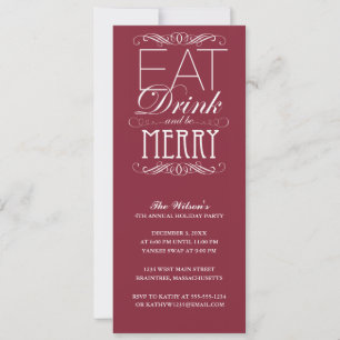 Eat Drink And Be Merry Holiday Party Invitation
