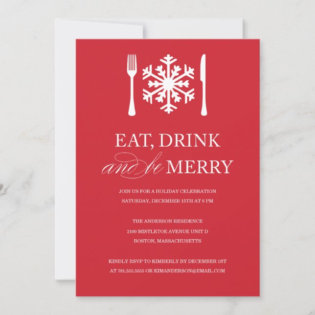 EAT DRINK AND BE MERRY | HOLIDAY PARTY INVITATIONS (Front)