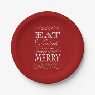 Eat Drink and Be Merry Holiday Party Paper Plate