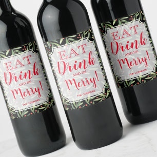 Eat Drink and Be Merry Holiday Wine Label