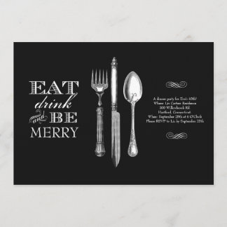 Eat, Drink and Be Merry | Invitation on Black