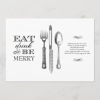 Eat, Drink and Be Merry | Invitation on White