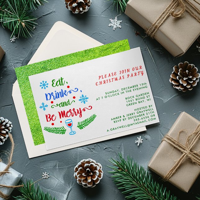 Eat, Drink and Be Merry, Join Our Christmas Party Invitation (Eat, Drink and Be Merry, Join Our Christmas Party Invitation)