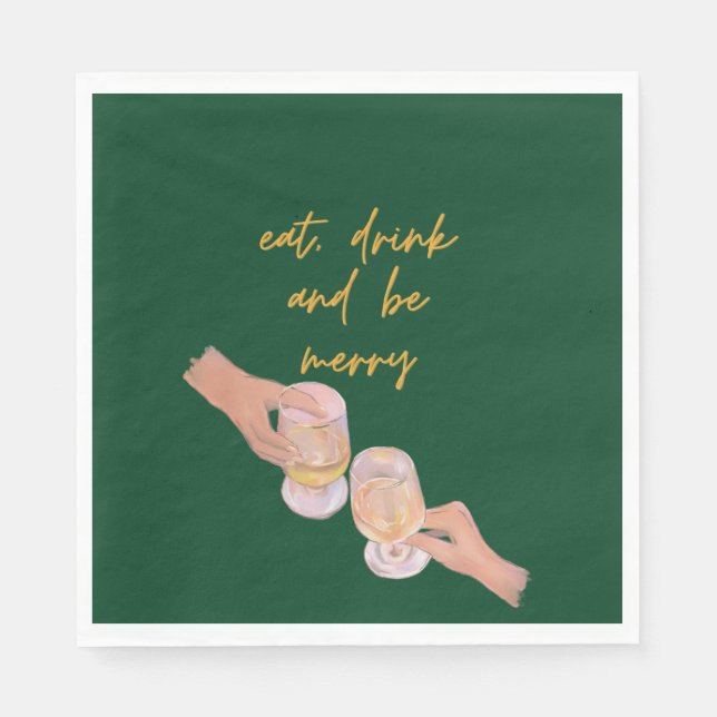 Eat, Drink and be Merry, Merry, Christmas, Retro Napkin (Front)
