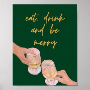 Eat, Drink and be Merry, Merry, Christmas, Retro Poster
