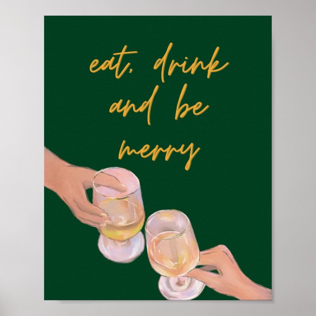 Eat, Drink and be Merry, Merry, Christmas, Retro Poster (Front)