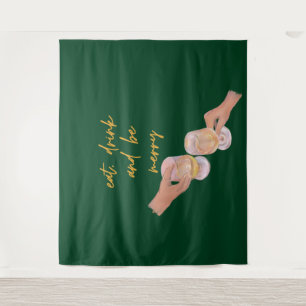 Eat, Drink and be Merry, Merry, Christmas, Retro Tapestry