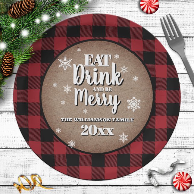 Eat Drink and be Merry Personalised Christmas  Paper Plate (Creator Uploaded)