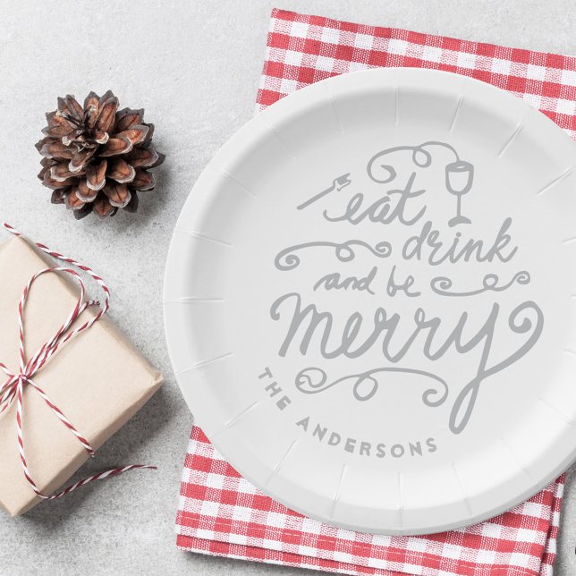 Eat Drink and be Merry Personalised Christmas Paper Plate (Creator Uploaded)
