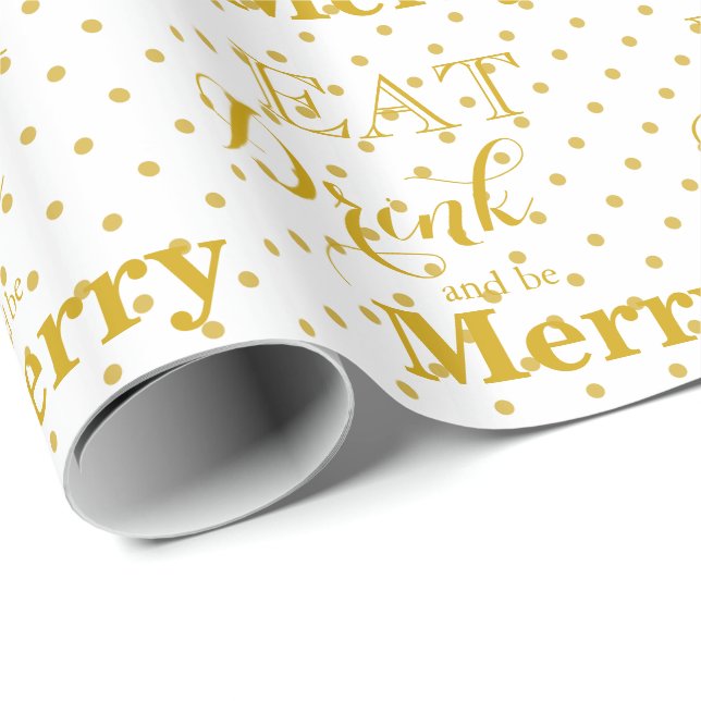 Eat Drink and be Merry | polka dot pattern Wrapping Paper (Roll Corner)
