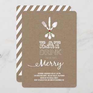 Eat Drink and Be Merry Rustic Holiday Party Invite