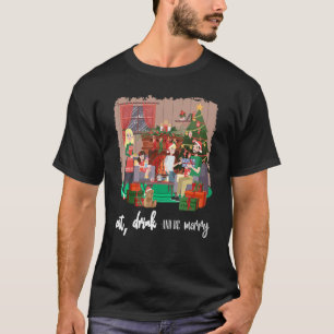 Eat Drink And Be Merry Shimmering Script Graphic P T-Shirt