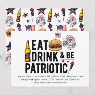 Eat, Drink and be Patriotic 4th of July Invitation