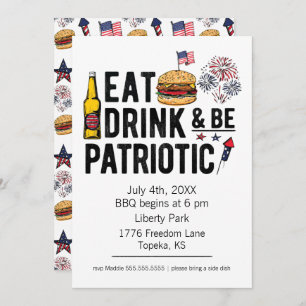 Eat, Drink and be Patriotic 4th of July Invitation