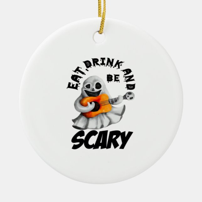 Eat Drink And Be Scared Minimal Clean Ceramic Tree Decoration (Front)