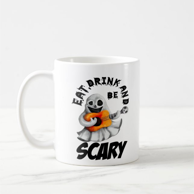 Eat Drink And Be Scared Minimal Clean Coffee Mug (Left)