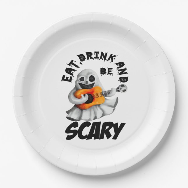 Eat Drink And Be Scared Minimal Clean Paper Plate (Front)
