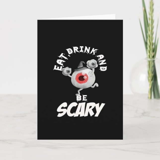 Eat Drink And Be Scared Retro Classic Card (Front)