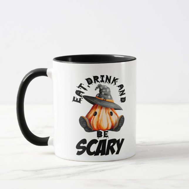 Eat Drink And Be Scared Retro Cool Mug (Left)
