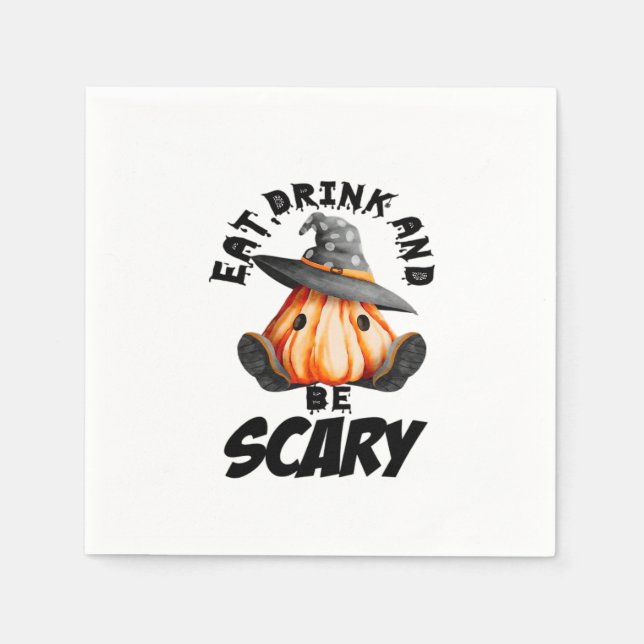 Eat Drink And Be Scared Retro Cool Napkin (Front)