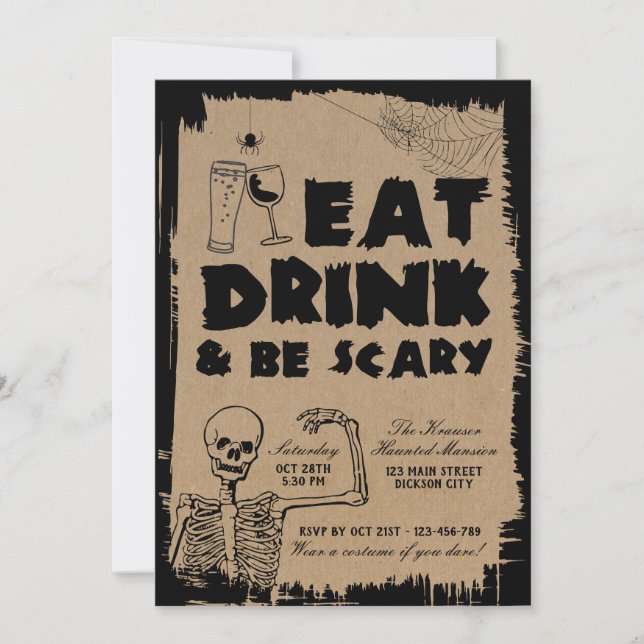 Eat Drink and Be Scary Adult Halloween Party Invitation (Front)