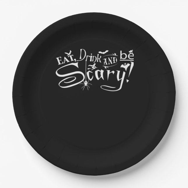 Eat Drink And Be Scary Aesthetic Graphic Paper Plate (Front)