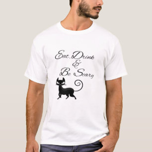 Eat Drink And Be Scary Cat Funny Cute Spooky Hallo T-Shirt