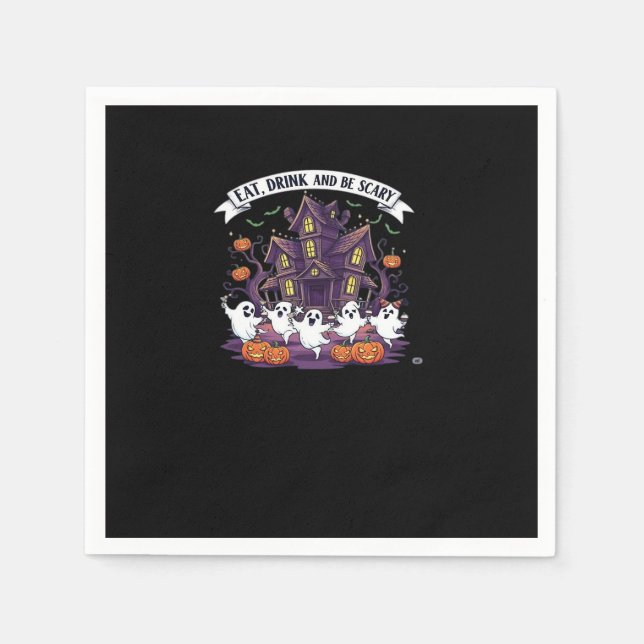 Eat Drink And Be Scary Classic Funny Retro Napkin (Front)