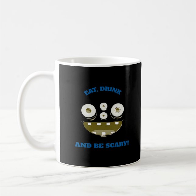 Eat Drink And Be Scary Classic Minimal Clean Coffee Mug (Left)