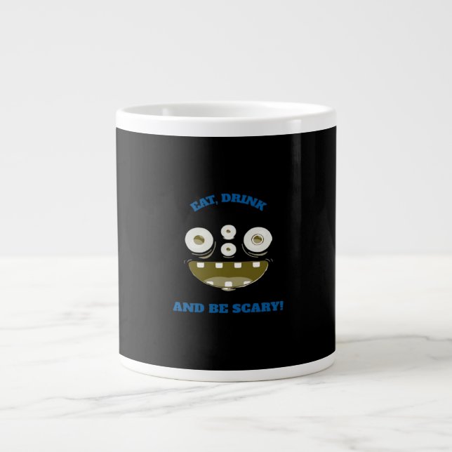 Eat Drink And Be Scary Classic Minimal Clean Large Coffee Mug (Front)