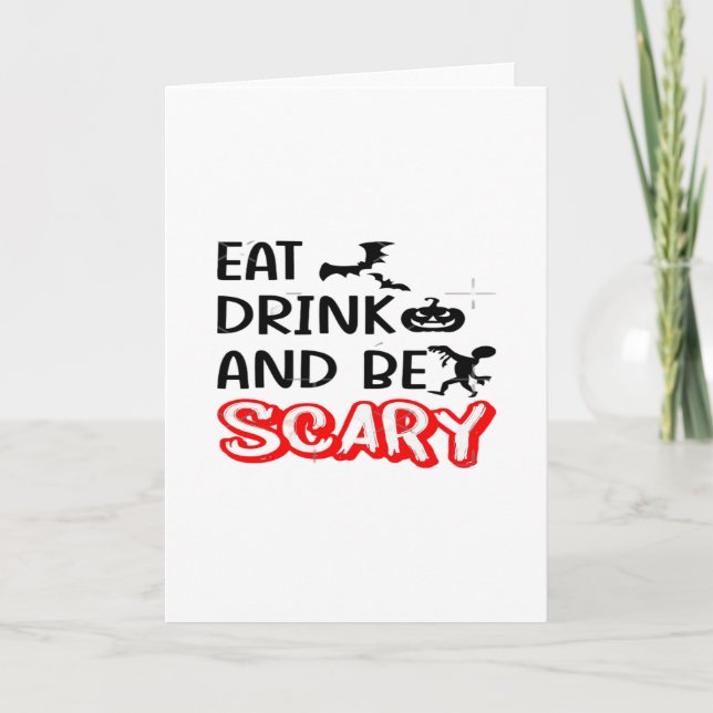 Eat Drink And Be Scary Design Retro Classic Card (Front)